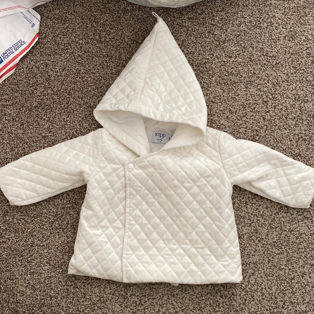 Kipp unisex girl or boy white quilted jacket 12 months